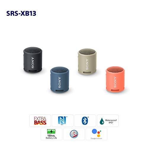 Sony SRSXB13/B Waterproof Bluetooth Speaker with Extra Bass