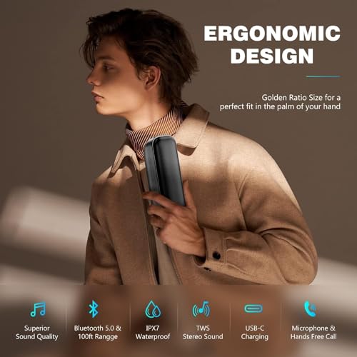 Portable Bluetooth Speaker with Loud Stereo Sound & Lights