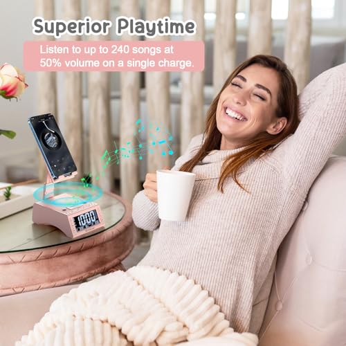 TechGlow Foldable Cellphone Stand with Bluetooth Speaker - Pink