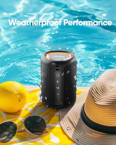 CHIFENCHY Portable Bluetooth Speaker with Lights,Powerful Crystal Clear Sound,IPX5 Waterproof,All Day Playtime,AUX&TF-Card Input,Bluetooth 5.3,TWS Paring,Small Wireless Speaker for Outdoor,Gift Ideas