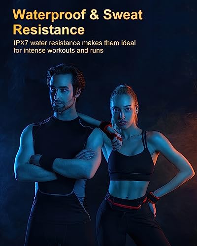 Wireless Earbuds Bluetooth 5.3 Headphones Sport, 2024 Wireless Earphones with Earhooks, HiFi Stereo Deep Bass with ENC Mic, 40H Dual LED Display, IPX7 Waterproof Ear Bud for Small Ear Running/Workout