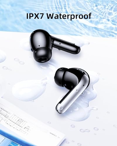 Wireless Earbuds 76Hrs Playtime Ear Buds Bluetooth Headphones with LED Power Display Charging Case Stereo in-Ear Earphones IPX7 Waterproof Sports Headset with Mic for Phone Laptop TV Black