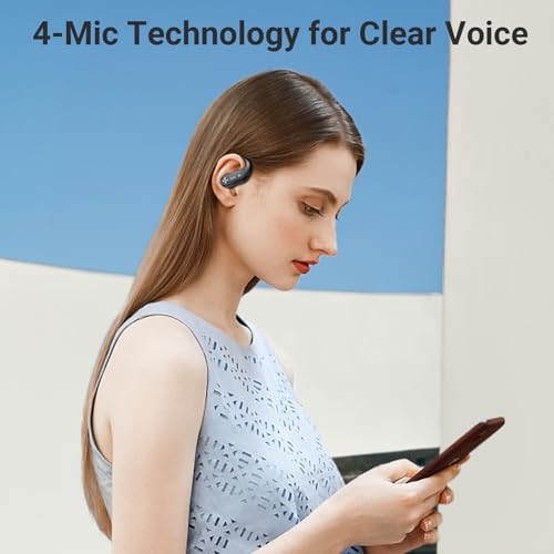 occiam Wireless Earbuds Bluetooth Headphones Sport-130H Playback Ear Buds, 4 Mics Clear Call, IP7 Waterproof in-Ear Stereo Bass Earphones with Earhook for TV Andriod Phone Gym Running Workout (Black)