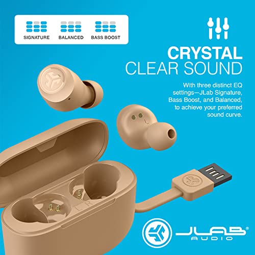 JLab Go Air Tones True Wireless Earbuds Designed with Auto On and Connect, Touch Controls, 32+ Hours Bluetooth Playtime, EQ3 Sound, and Dual Connect, Natural Earthtone Color (728 N)