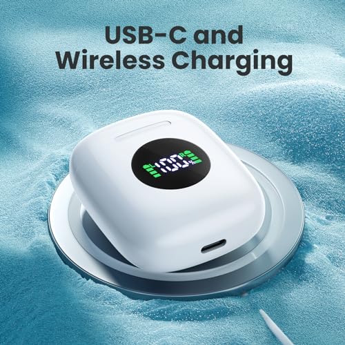 Wireless Earbuds Bluetooth 5.3 Headphones Earbuds with 50Hrs Battery Life Deep Bass Earphones with Wireless Charging Case & LED Power Display Waterproof Microphone Headset for Android Phone TV Tablet