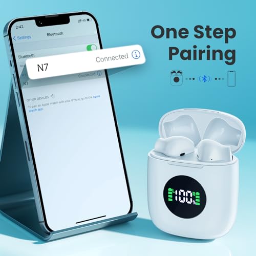 Wireless Earbuds Bluetooth 5.3 Headphones Earbuds with 50Hrs Battery Life Deep Bass Earphones with Wireless Charging Case & LED Power Display Waterproof Microphone Headset for Android Phone TV Tablet