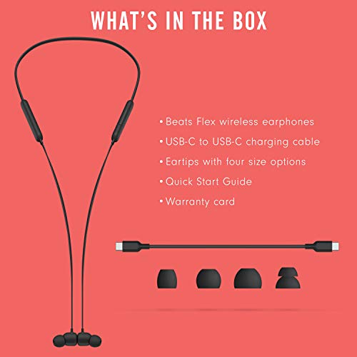 Beats Flex Wireless Earbuds - Apple W1 Headphone Chip, Magnetic Earphones, Class 1 Bluetooth, 12 Hours of Listening Time, Built-in Microphone - Black