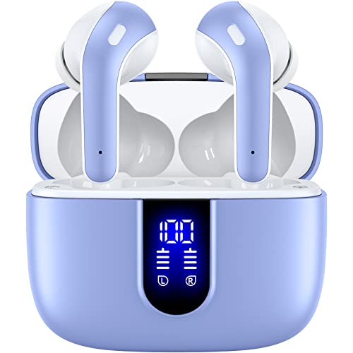 TAGRY Bluetooth Headphones True Wireless Earbuds 60H Playback LED Power Display Earphones with Wireless Charging Case IPX5 Waterproof in-Ear Earbuds with Mic for Smart Phone Laptop TV Computer Sports