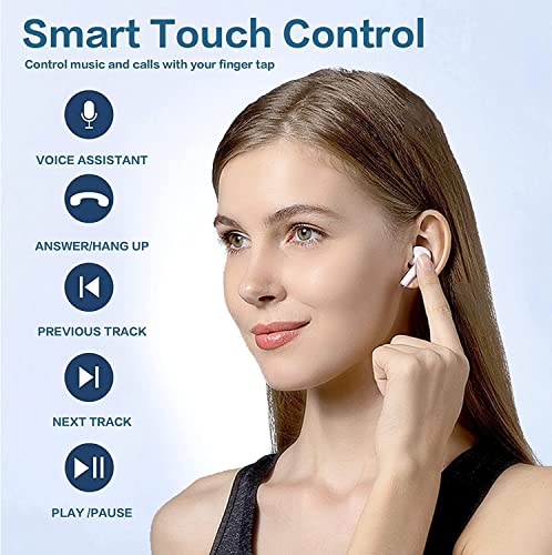 Wireless Headphones,Wireless Bluetooth 5.0 Earbuds, Touch Control, Easy-Pairing, 24H Playtime,Noise Cancellation Built-in Mic with Charging Case, IPX8 Waterproof Earphones for iPhone/Samsung/Android