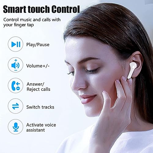 Wireless Earbuds,Bluetooth 5.3 in-Ear Earphones with Charging Case,Touch Control Stereo Sound,Noise Cancelling Headphones,IPX7 Waterproof,Built-in Mic,Wireless Headphones,Auto Pairing for iOS/Android