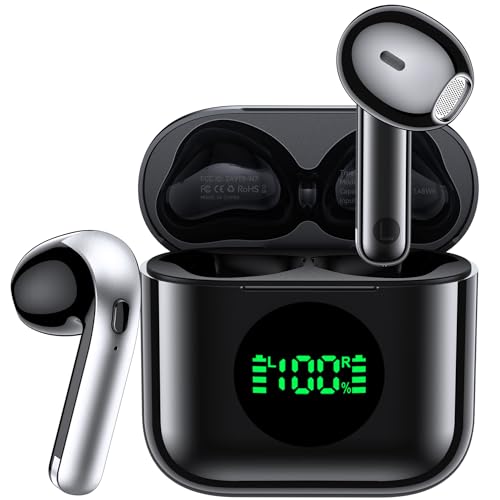 Wireless Earbuds,Bluetooth 5.3 Headphones 60H Playtime Deep Bass Stereo Ear Buds with Wireless Charging Case LED Display,IPX7 Waterproof in-Ear earphones with Mic,Headset for iOS/Android Sport Workout