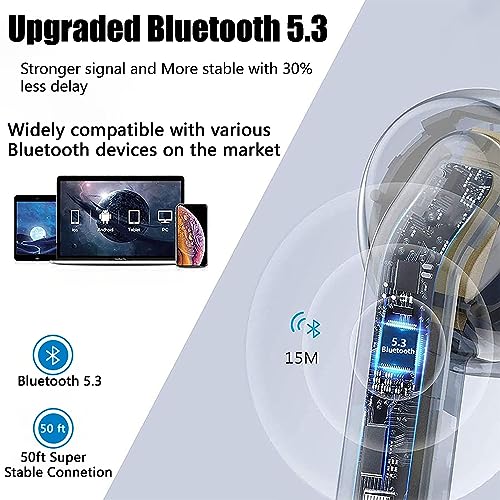Wireless Earbuds,Bluetooth 5.3 in-Ear Earphones with Charging Case,Touch Control Stereo Sound,Noise Cancelling Headphones,IPX7 Waterproof,Built-in Mic,Wireless Headphones,Auto Pairing for iOS/Android