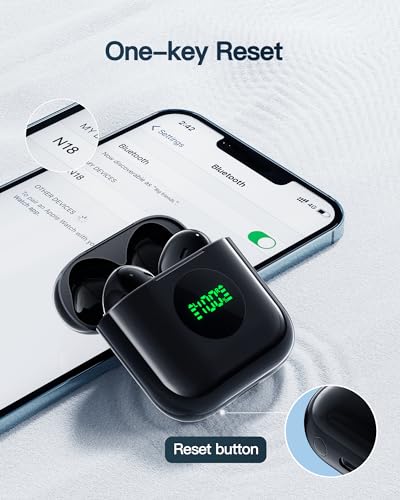 Wireless Earbuds,Bluetooth 5.3 Headphones 60H Playtime Deep Bass Stereo Ear Buds with Wireless Charging Case LED Display,IPX7 Waterproof in-Ear earphones with Mic,Headset for iOS/Android Sport Workout