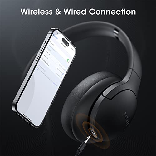 DOQAUS 𝐔𝐩𝐠𝐫𝐚𝐝𝐞𝐝 Bluetooth Headphones Over Ear, 90H Playtime Bluetooth 5.3 Wireless Headphones 3 EQ Modes, Built-in HD Mic, HiFi Stereo Sound,Deep Bass,Memory Foam Ear Cups for Phone/PC