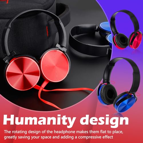 ZNXZXP Kids Headphones Bulk for Classroom School 2 Pack Wholesale Earphones Class Set of Headphones for Students Teens Children and Adult Mixed Colors (Blue+Red)