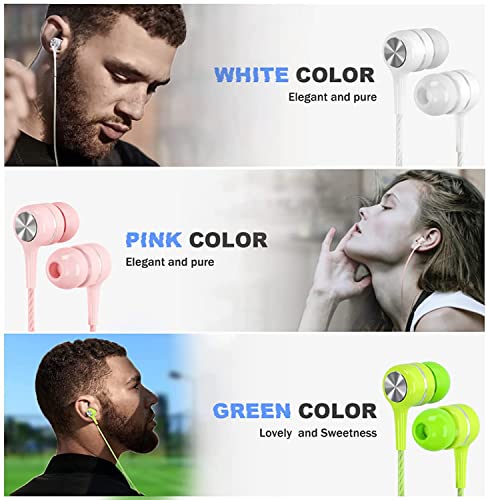 Wired Earbuds with Microphone 5 Pack, in-Ear Headphones with Heavy Bass, High Sound Quality Earphones Compatible with iPad, Laptop, MP3, Android Smartphones, Fits All 3.5mm Jack Device