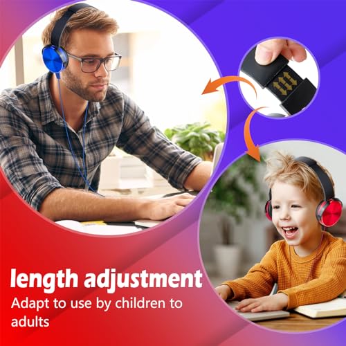 ZNXZXP Kids Headphones Bulk for Classroom School 2 Pack Wholesale Earphones Class Set of Headphones for Students Teens Children and Adult Mixed Colors (Blue+Red)