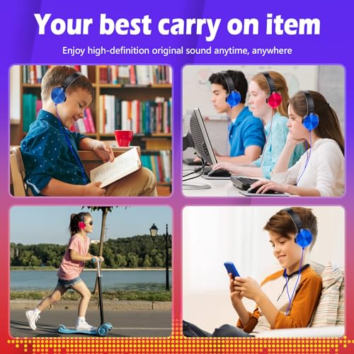 ZNXZXP Kids Headphones Bulk for Classroom School 2 Pack Wholesale Earphones Class Set of Headphones for Students Teens Children and Adult Mixed Colors (Blue+Red)