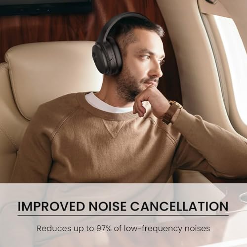 phonicgrid Hybrid Active Noise Cancelling Headphones, Bluetooth Headphones, Wireless Headphones with ENC Clear Calls, 30Hrs for Music/Work, Black