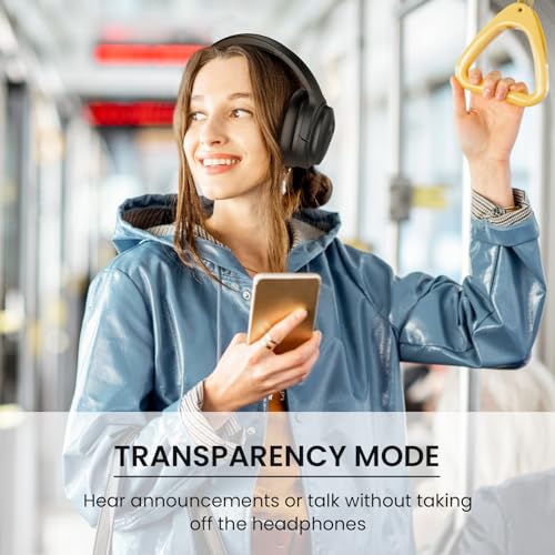 phonicgrid Hybrid Active Noise Cancelling Headphones, Bluetooth Headphones, Wireless Headphones with ENC Clear Calls, 30Hrs for Music/Work, Black