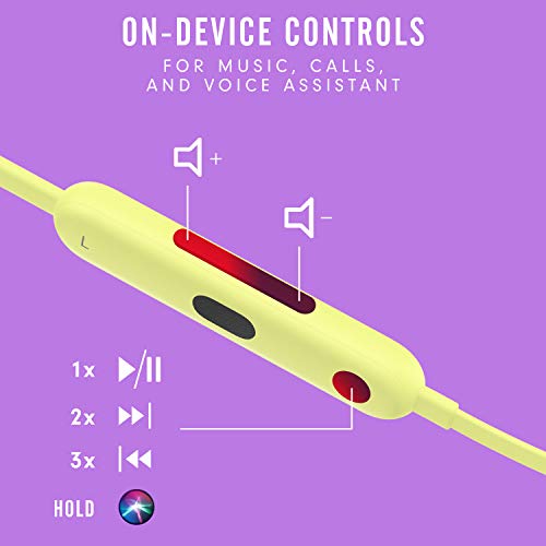 Beats Flex Wireless Earbuds - Apple W1 Headphone Chip, Magnetic Earphones, Class 1 Bluetooth, 12 Hours of Listening Time, Built-in Microphone - Yuzu Yellow