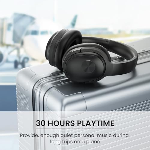 phonicgrid Hybrid Active Noise Cancelling Headphones, Bluetooth Headphones, Wireless Headphones with ENC Clear Calls, 30Hrs for Music/Work, Black
