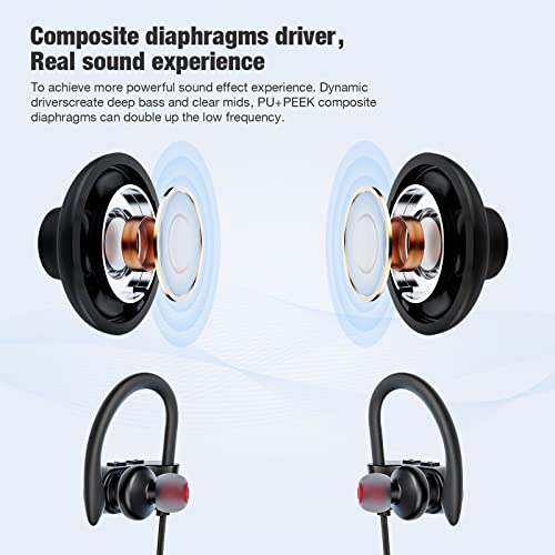 JOYWISE Bluetooth Wireless Headphones 16H Playtime Earbuds with Mic Stereo in-Ear Earphones, IPX7 Waterproof Sports Sound Isolation Headsets for Running, Gym, Workout