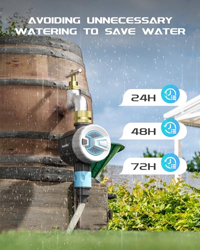 RAINPOINT WiFi Sprinkler Timer Water Timer, Brass Inlet Smart Hose Faucet Timer, Automatic Irrigation System Controller for Yard Watering, APP Control via 2.4Ghz WiFi and Bluetooth (V2, 2024 Release)