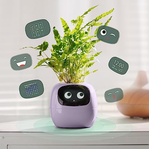 Yoolax Smart Plant Pot for Indoor Plants, Smart Garden for Home, Fun Gardening & Fun Control, Compatible with Smart Home Device, Gifts for Friends, 3.74"x3.54" WxH (Purple)