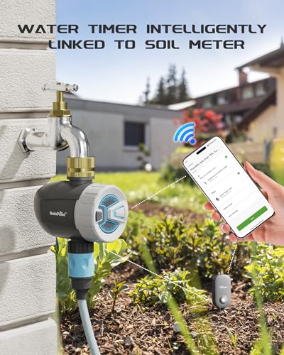 RAINPOINT WiFi Sprinkler Timer Water Timer, Brass Inlet Smart Hose Faucet Timer, Automatic Irrigation System Controller for Yard Watering, APP Control via 2.4Ghz WiFi and Bluetooth (V2, 2024 Release)