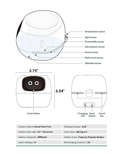 Yoolax Smart Plant Pot for Indoor Plants, Smart Garden for Home, Fun Gardening & Fun Control, Compatible with Smart Home Device, Gifts for Friends, 3.74"x3.54" WxH (Purple)