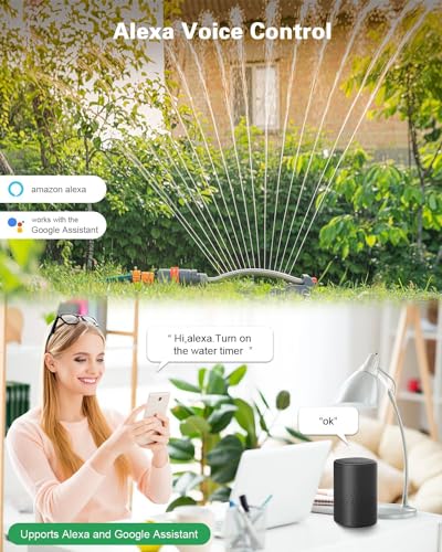 Zefinot WiFi Water Timer for Garden Hose - 2 Zone Hose Timers for Watering, 2 Watering Patterns, Smart Sprinkler Timer System, Irrigation Timer Compatible with Alexa and Google