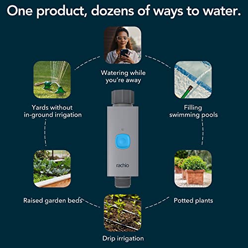 Rachio Smart Hose Timer with WiFi Hub for Outdoor Watering | Easy Faucet Install, Automate Water & Sprinkler Schedules for Lawn, Garden, & Yard Care.