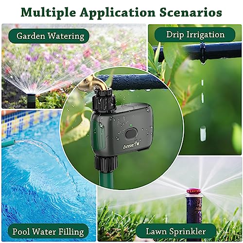 AnseTo Wifi Water Timer for Garden Irrigation System, Hose Timer for Lawn Watering System, Sprinkler Timer Compatible with Alexa and Google Home, with WiFi-Hub Remote Control and 2 Watering Modes