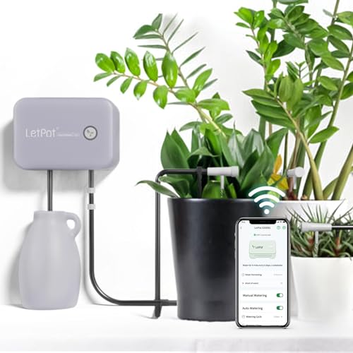 LetPot Automatic Watering System for Potted Plants, [Wi-Fi & App Control] Drip Irrigation Kit System, Smart Plant Watering Devices for Indoor Outdoor, Water Shortage Remind, IPX66 （Grey)