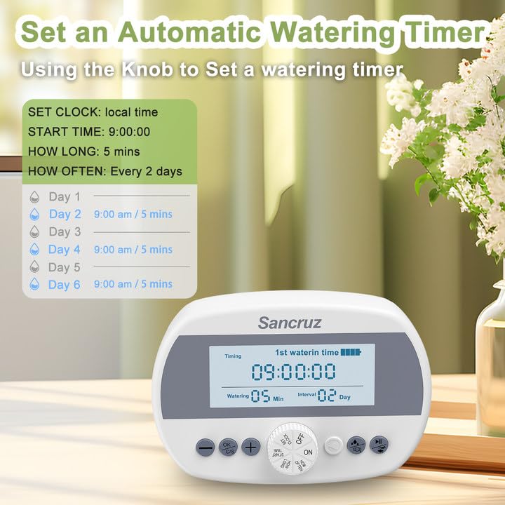 Automatic Drip Irrigation System Kit, 15 Potted Plants Indoor Automatic Watering System, Drip Irrigation System for Garden with Water Timer and LCD Display, Easy DIY Watering Device