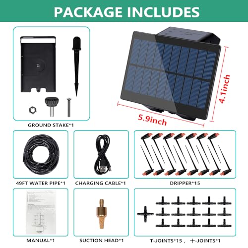 Solar WiFi Smart Automatic Watering System for Potted Plants 15 Pots, DIY Automatic Drip Irrigation Kits with APP Remotely Control Weekly Programmable Timer Indoor Outdoor Garden Self-Watering