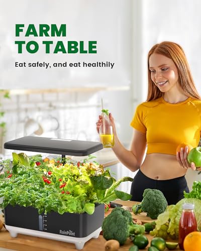 RAINPOINT Hydroponics Growing System Kit, Indoor Herb Garden Planter Kit with 13 Pods, 5L Inside Gardening System with LED Grow Light, Gardening Plant Gift for Women, Men, Children and Enthusiasts