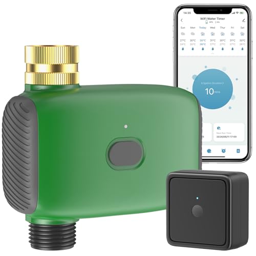 Sprinkler Timer, WiFi Water Timer for Garden Hose, Programmable Automatic Smart Hose Timer Irrigation Timer with Hub, APP Control Smart Watering System for Lawns Yard Compatible with Alexa Google