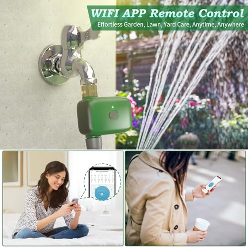Sprinkler Timer, WiFi Water Timer for Garden Hose, Programmable Automatic Smart Hose Timer Irrigation Timer with Hub, APP Control Smart Watering System for Lawns Yard Compatible with Alexa Google