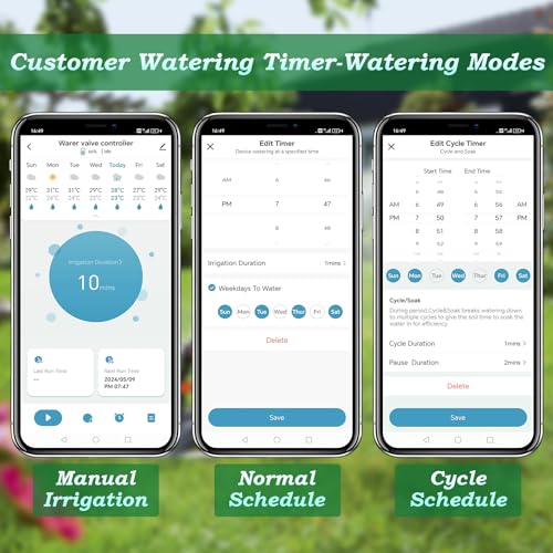 Sprinkler Timer, WiFi Water Timer for Garden Hose, Programmable Automatic Smart Hose Timer Irrigation Timer with Hub, APP Control Smart Watering System for Lawns Yard Compatible with Alexa Google