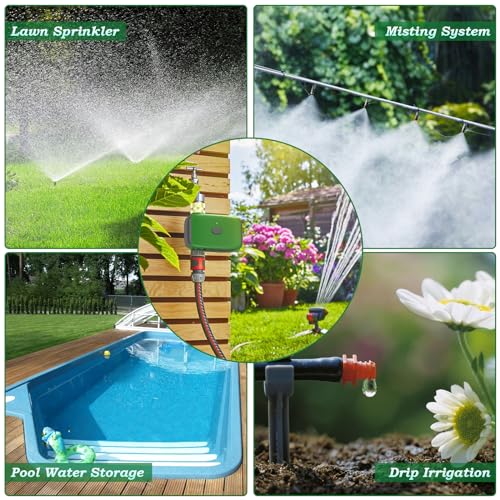 Sprinkler Timer, WiFi Water Timer for Garden Hose, Programmable Automatic Smart Hose Timer Irrigation Timer with Hub, APP Control Smart Watering System for Lawns Yard Compatible with Alexa Google