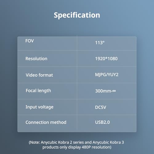 Anycubic Kobra 3D Printer Camera with Real-Time Monitoring