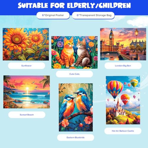Large Piece Jigsaw Puzzles Bundle for Seniors, Dementia