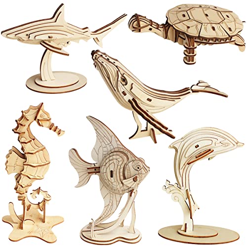 Wooden Sea Animal 3D Puzzle - DIY Brain Teaser
