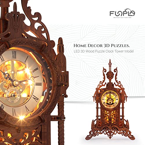 LED 3D Clock Tower Wood Puzzle Game Kit