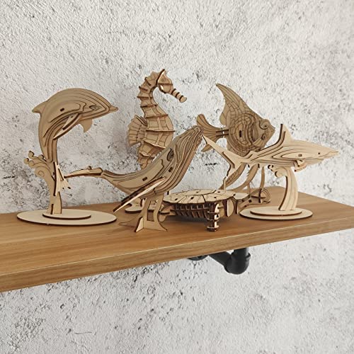 Wooden Sea Animal 3D Puzzle - DIY Brain Teaser
