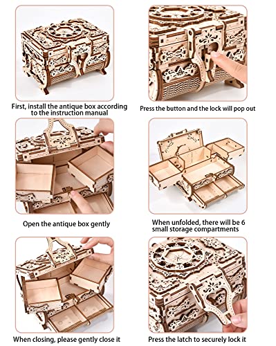 Wooden 3D Mechanical Treasure Box Puzzle for Adults