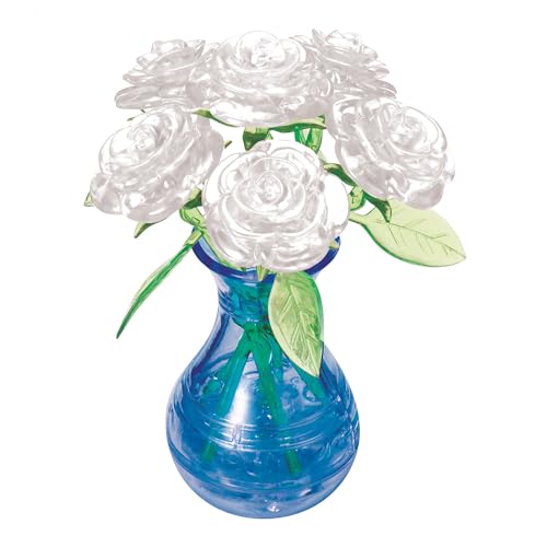 White Roses in Vase 3D Crystal Puzzle, Ages 12+