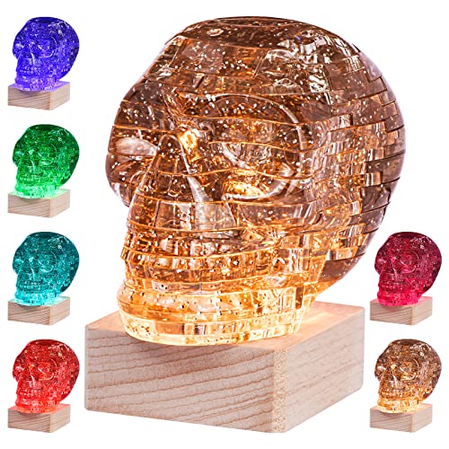 Grey 3D Skull Puzzle with Light-Up Base, 49pcs